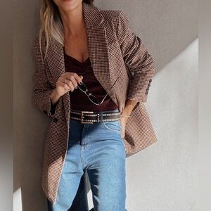 Brown Houndstooth Blazer